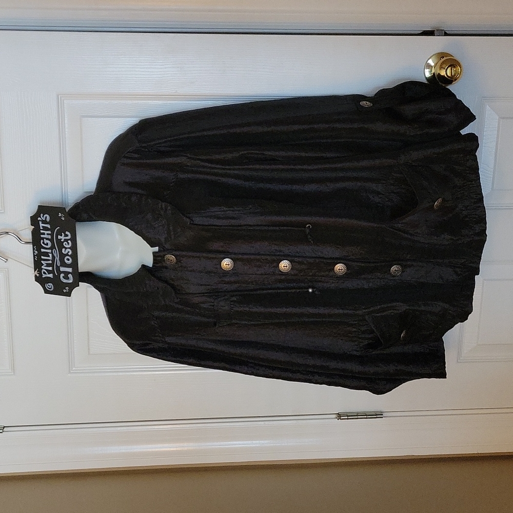 Ruby Rd Black Jacket 18W Silver Button Up